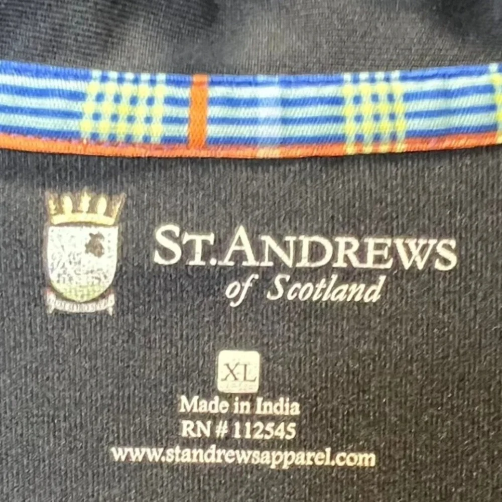 St Andrews of Scotland‎ Mens XL Polo Shirt Black Red Gray Golf Athletic